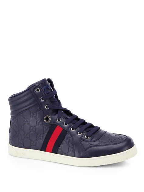 blue gucci men high top sneakers